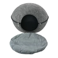 Leeby Cama Cueva Fieltro Gris para gatos