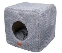 Leeby Cama Cueva Suave Gris para gatos