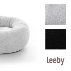 Leeby cama de pelo gris con ovejitas desenfundable para cachorros