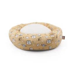 Leeby Cama Donut Antideslizante Estampado Comic Amarillo para gatos