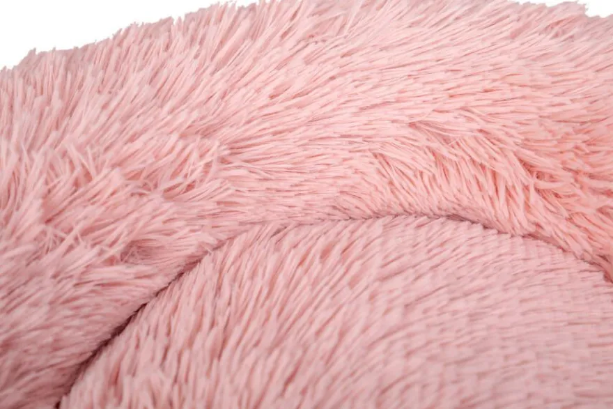 Leeby Cama Donut Antiestrés de Pelo Rosa para gatos