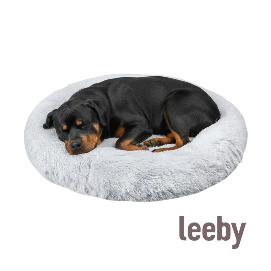 Leeby Cama Donut Anti Estrés XXL Gris para personas y perros