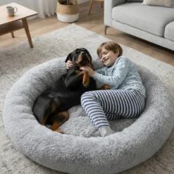 Leeby Cama Donut Anti Estrés XXL Gris para personas y perros