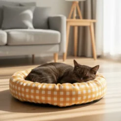 Leeby Cama Donut Vichy Naranja para gatos