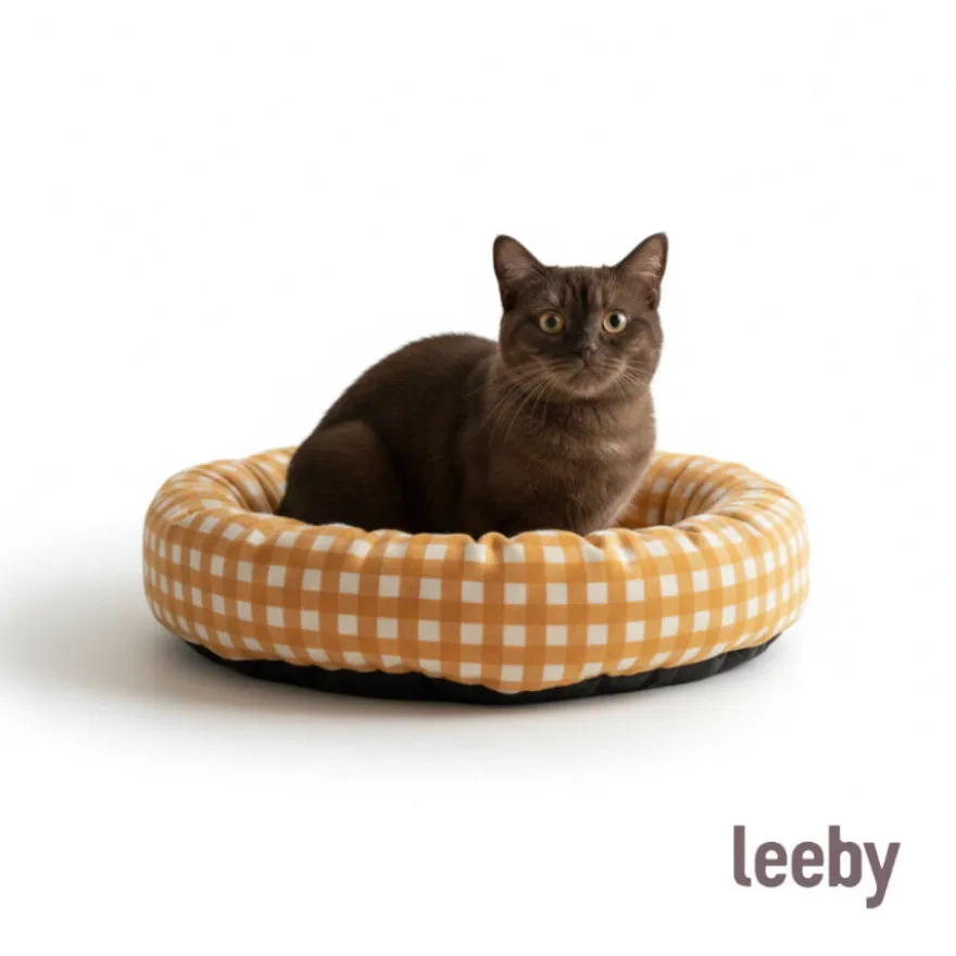 Leeby Cama Donut Vichy Naranja para gatos