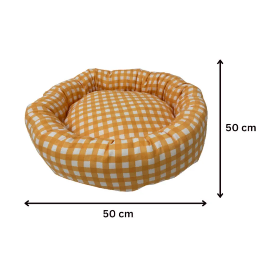 Leeby Cama Donut Vichy Naranja para gatos