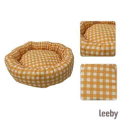 Leeby Cama Donut Vichy Naranja para gatos