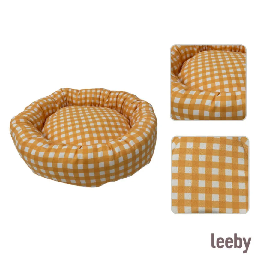 Leeby Cama Donut Vichy Naranja para gatos