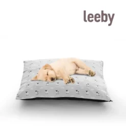 Leeby Cama gris con ovejitas desenfundable para cachorros