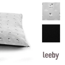 Leeby Cama gris con ovejitas desenfundable para cachorros