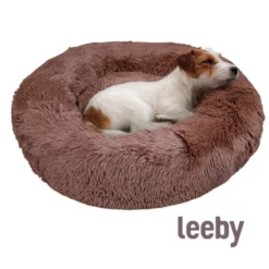 Leeby Cama Redonda Antiestrés Marrón para perros