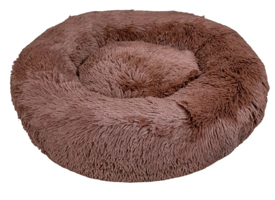 Leeby Cama Redonda Antiestrés Marrón para perros