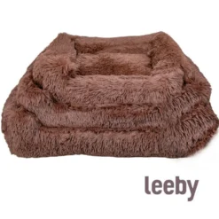 Leeby Cama Suave Antiestrés de Pelo Marrón para perros