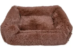 Leeby Cama Suave Antiestrés de Pelo Marrón para perros
