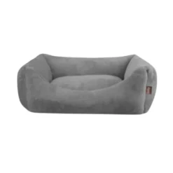 Leeby Cama suave de terciopelo gris para perros