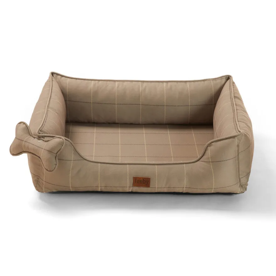 Leeby cama viscoelástica marrón rayas para perros