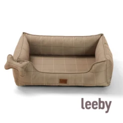 Leeby cama viscoelástica marrón rayas para perros