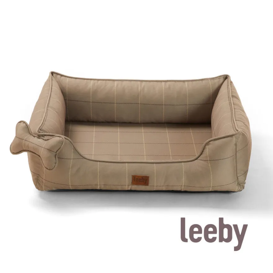 Leeby cama viscoelástica marrón rayas para perros