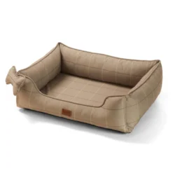Leeby cama viscoelástica marrón rayas para perros