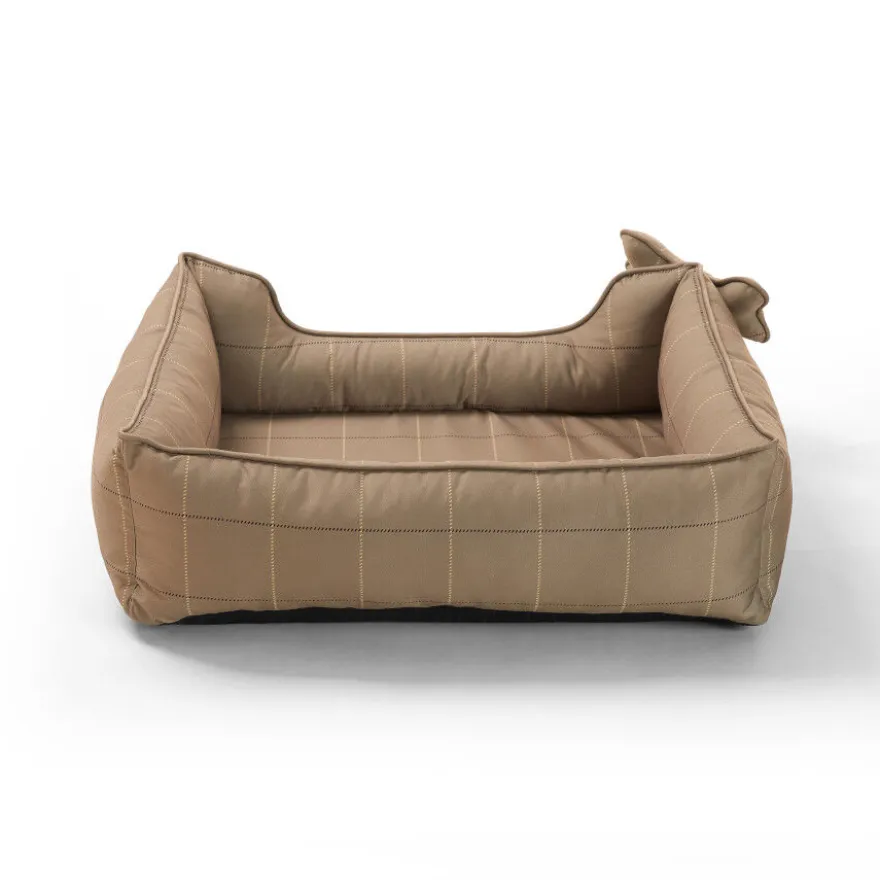 Leeby cama viscoelástica marrón rayas para perros