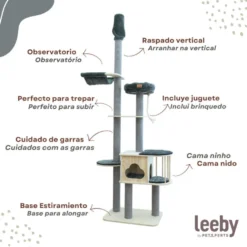 Leeby Cloud Collection torre rascador de techo con cama y juguete para gatos