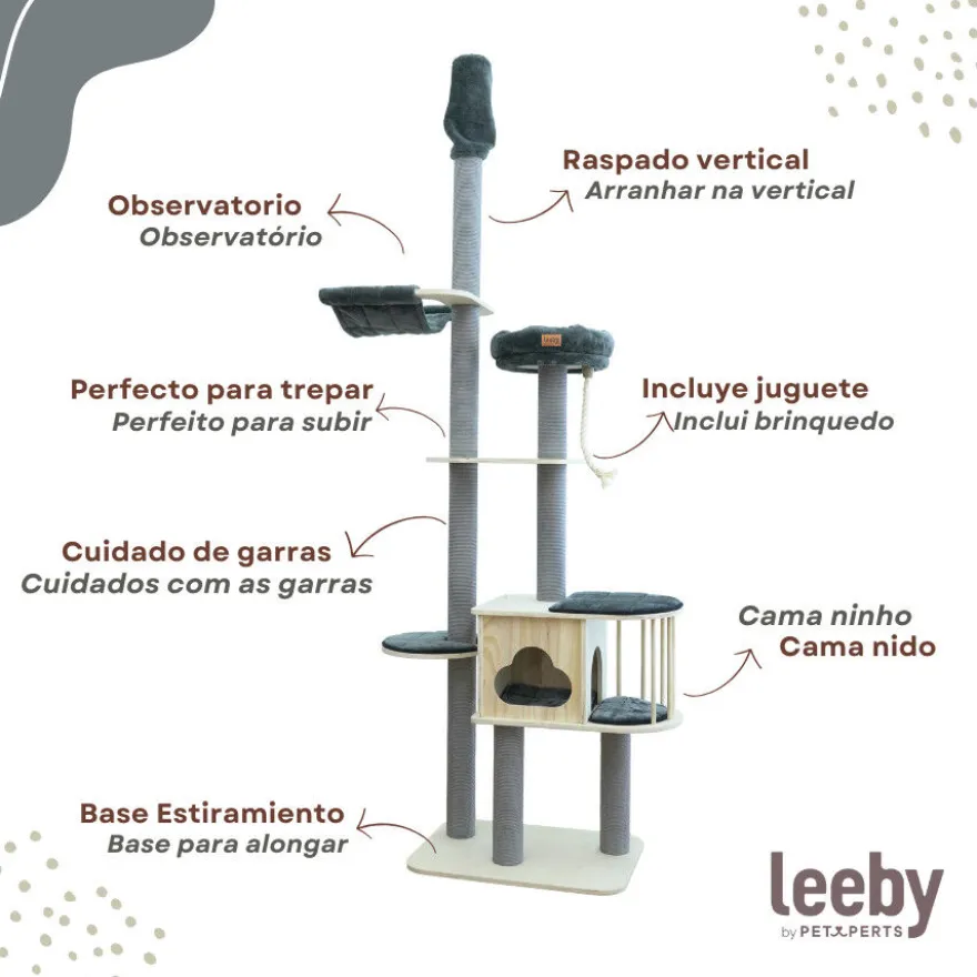 Leeby Cloud Collection torre rascador de techo con cama y juguete para gatos