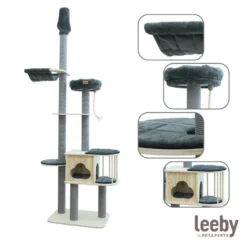 Leeby Cloud Collection torre rascador de techo con cama y juguete para gatos