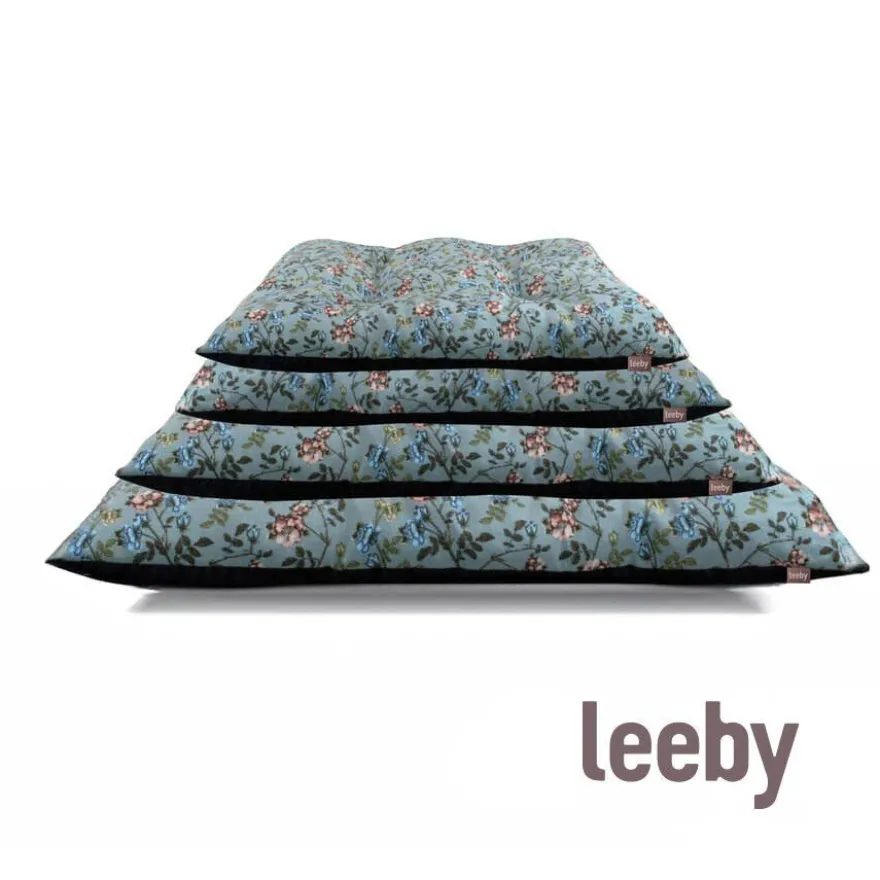 Leeby Cojín Acolchado Turquesa de Flores para perros