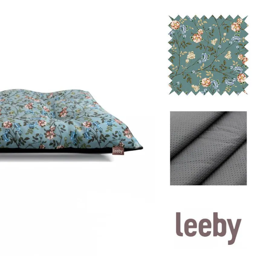 Leeby Cojín Acolchado Turquesa de Flores para perros