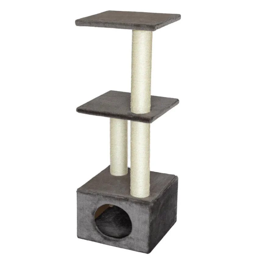 Leeby Colette DoubPost torre rascador con cama nido gris para gatos