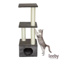 Leeby Colette DoubPost torre rascador con cama nido gris para gatos
