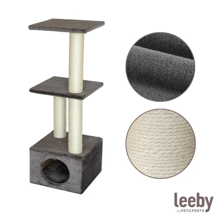 Leeby Colette DoubPost torre rascador con cama nido gris para gatos