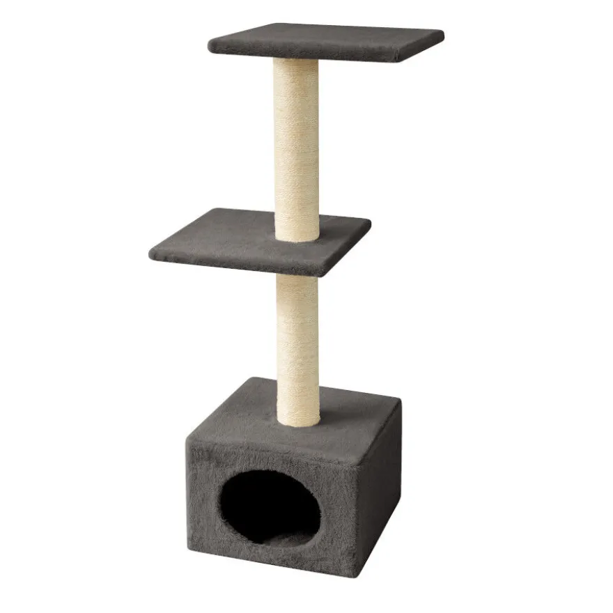 Leeby Colette torre rascador con cama nido gris para gatos