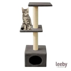 Leeby Colette torre rascador con cama nido gris para gatos