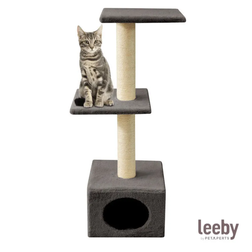 Leeby Colette torre rascador con cama nido gris para gatos