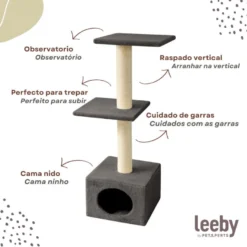 Leeby Colette torre rascador con cama nido gris para gatos