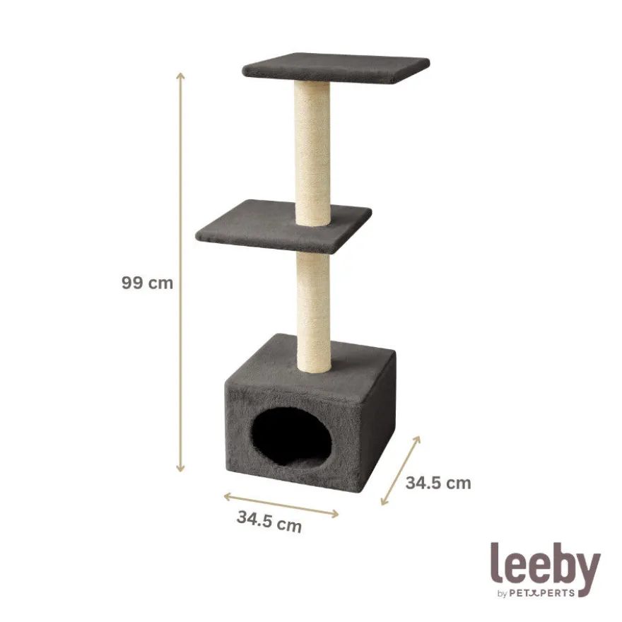 Leeby Colette torre rascador con cama nido gris para gatos