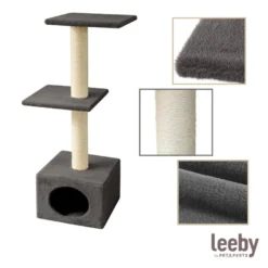 Leeby Colette torre rascador con cama nido gris para gatos