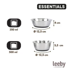 Leeby Comedero Acero Inoxidable con Base Goma para perros y gatos