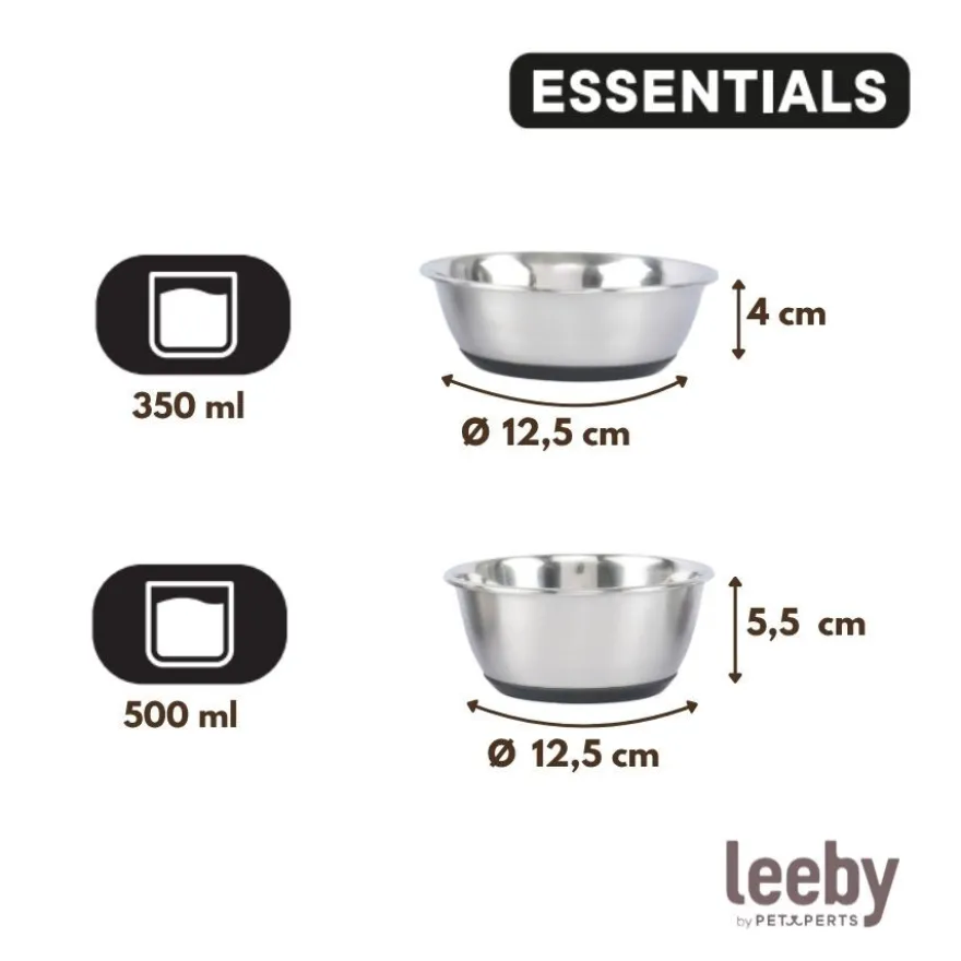 Leeby Comedero Acero Inoxidable con Base Goma para perros y gatos