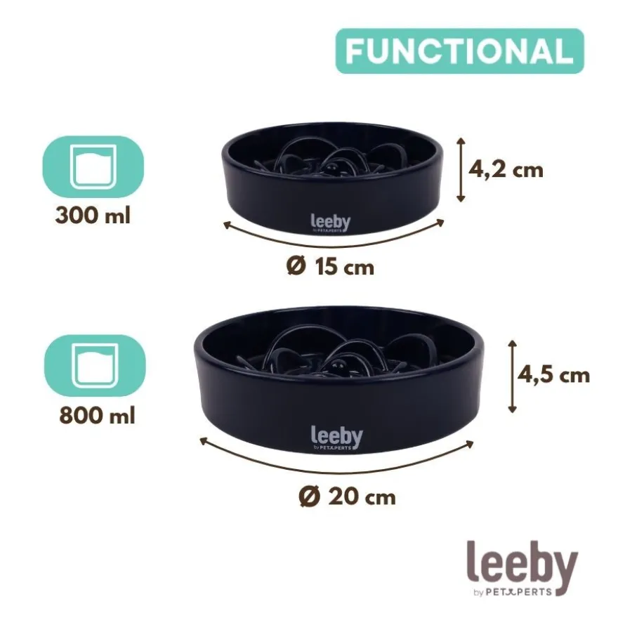 Leeby Comedero Antivoracidad de Cerámica Azul para perros