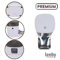 Leeby Comedero Automático Programable Blanco y Gris para perros y gatos