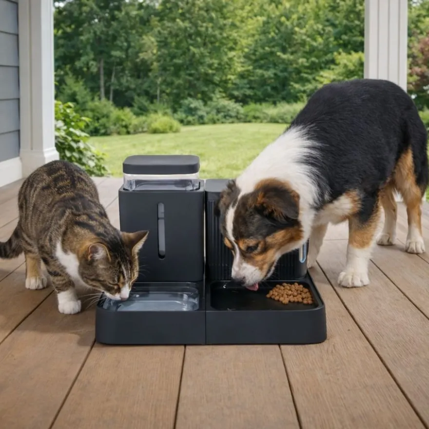 Leeby Comedero Automático y Dispensador de Agua 2 en 1 para perros y gatos