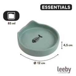 Leeby Comedero de Cerámica Azul con Orejitas para gatos