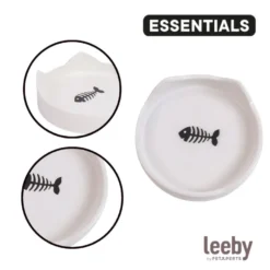 Leeby Comedero de Cerámica Blanco con Orejitas para gatos