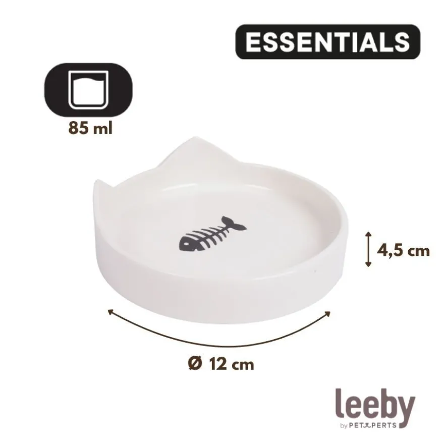 Leeby Comedero de Cerámica Blanco con Orejitas para gatos