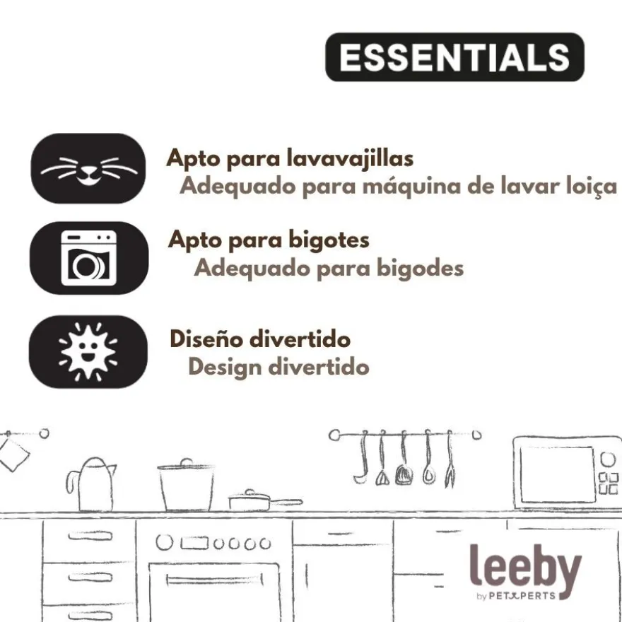 Leeby Comedero de Cerámica Blanco con Orejitas para gatos