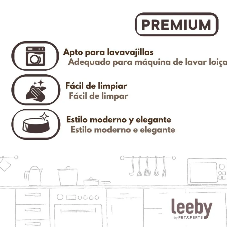 Leeby Comedero de Cerámica Marrón y Blanco para perros