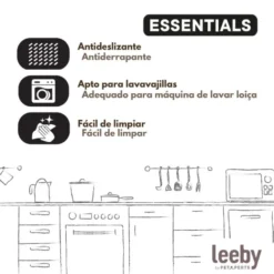 Leeby Comedero de Metal con Aro de Silicona para perros