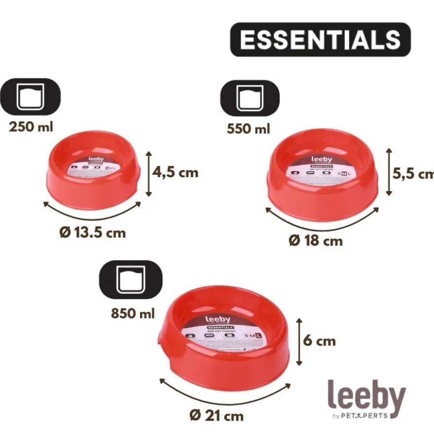 Leeby Comedero de Plástico Rojo para perros y gatos